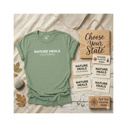 Nature Heals State T-Shirt - Personalized State Graphic Tee