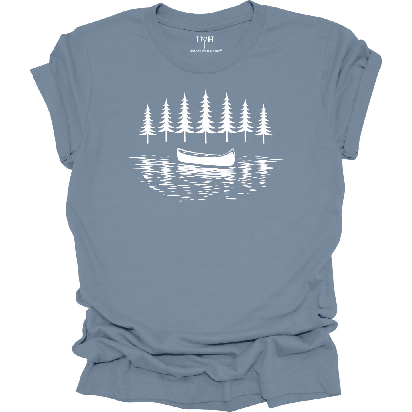 canoe-lake-nature-t-shirt-blue