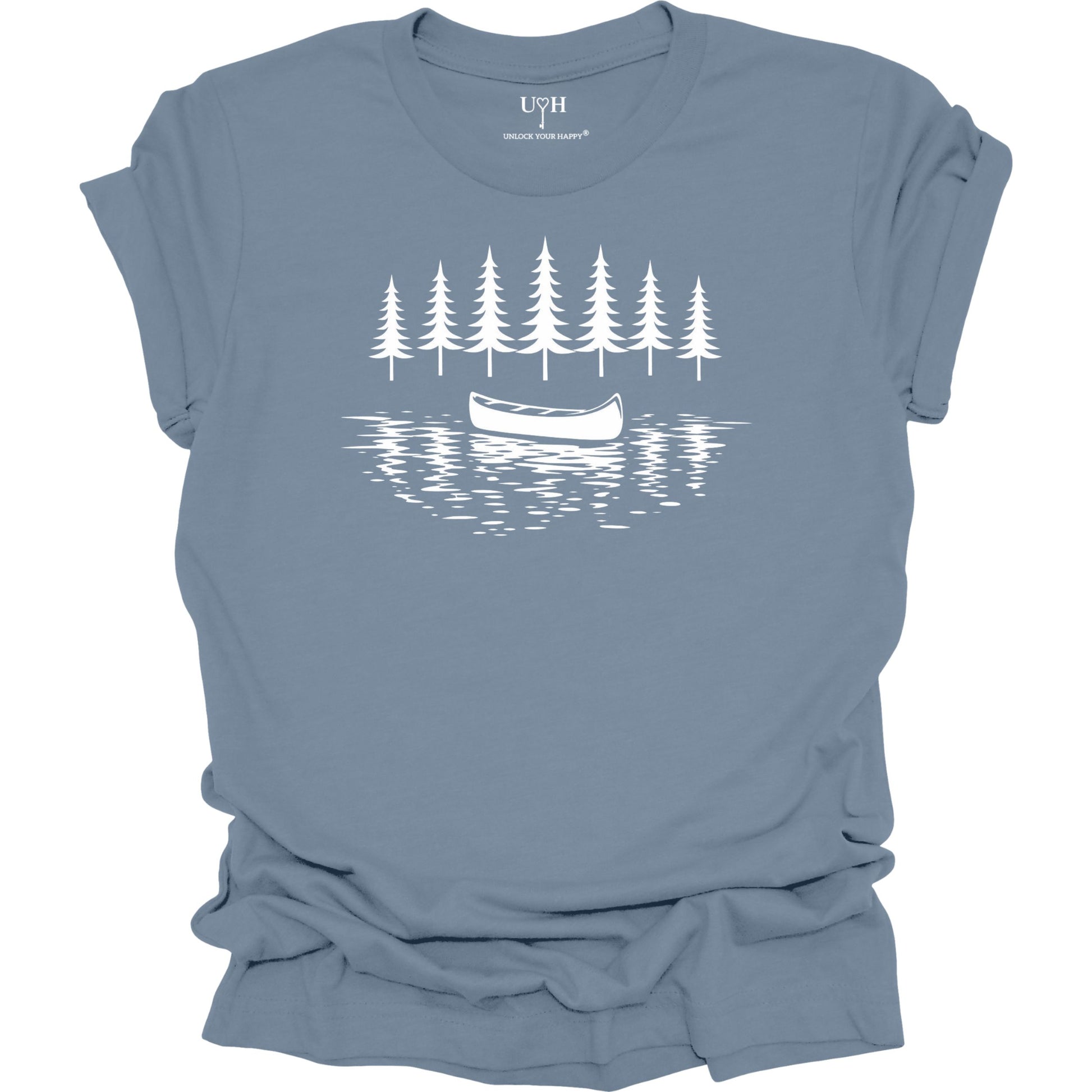 canoe-lake-nature-t-shirt-blue