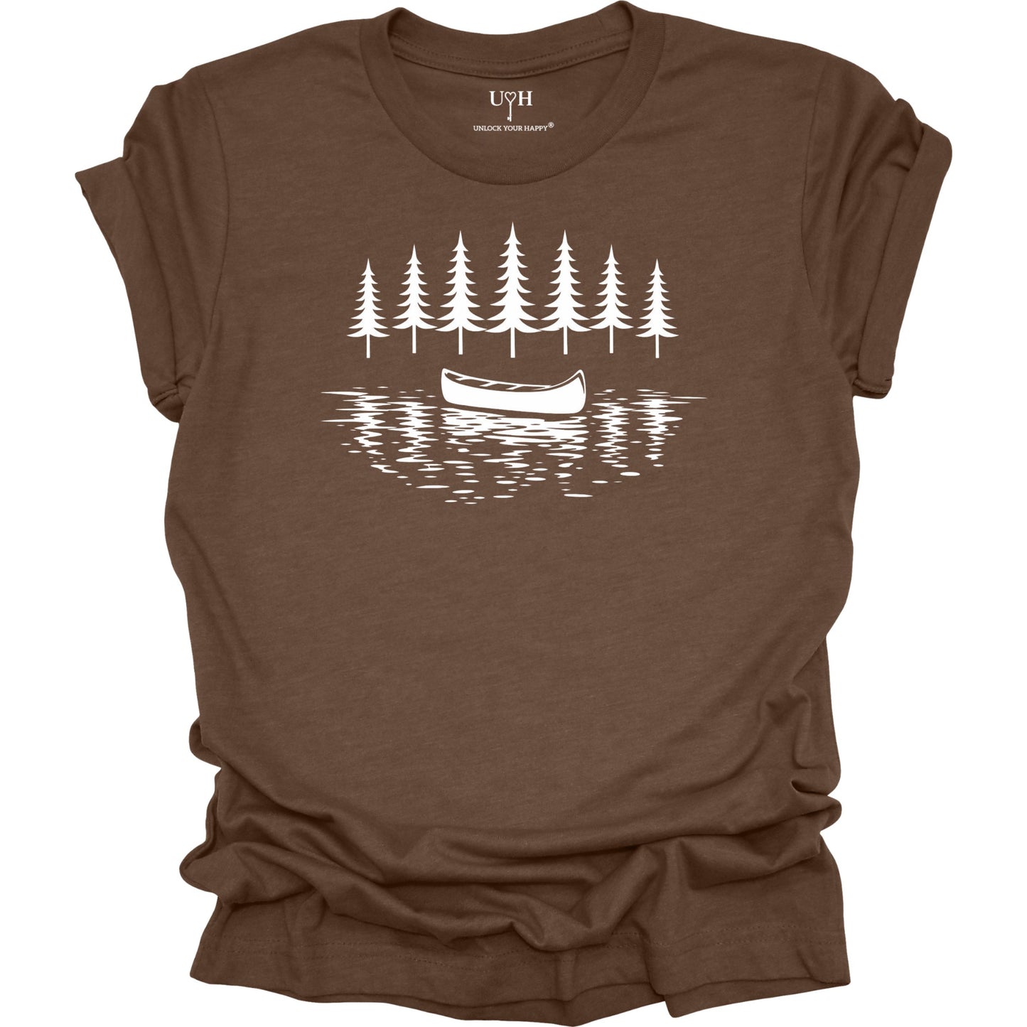canoe-lake-nature-t-shirt-brown