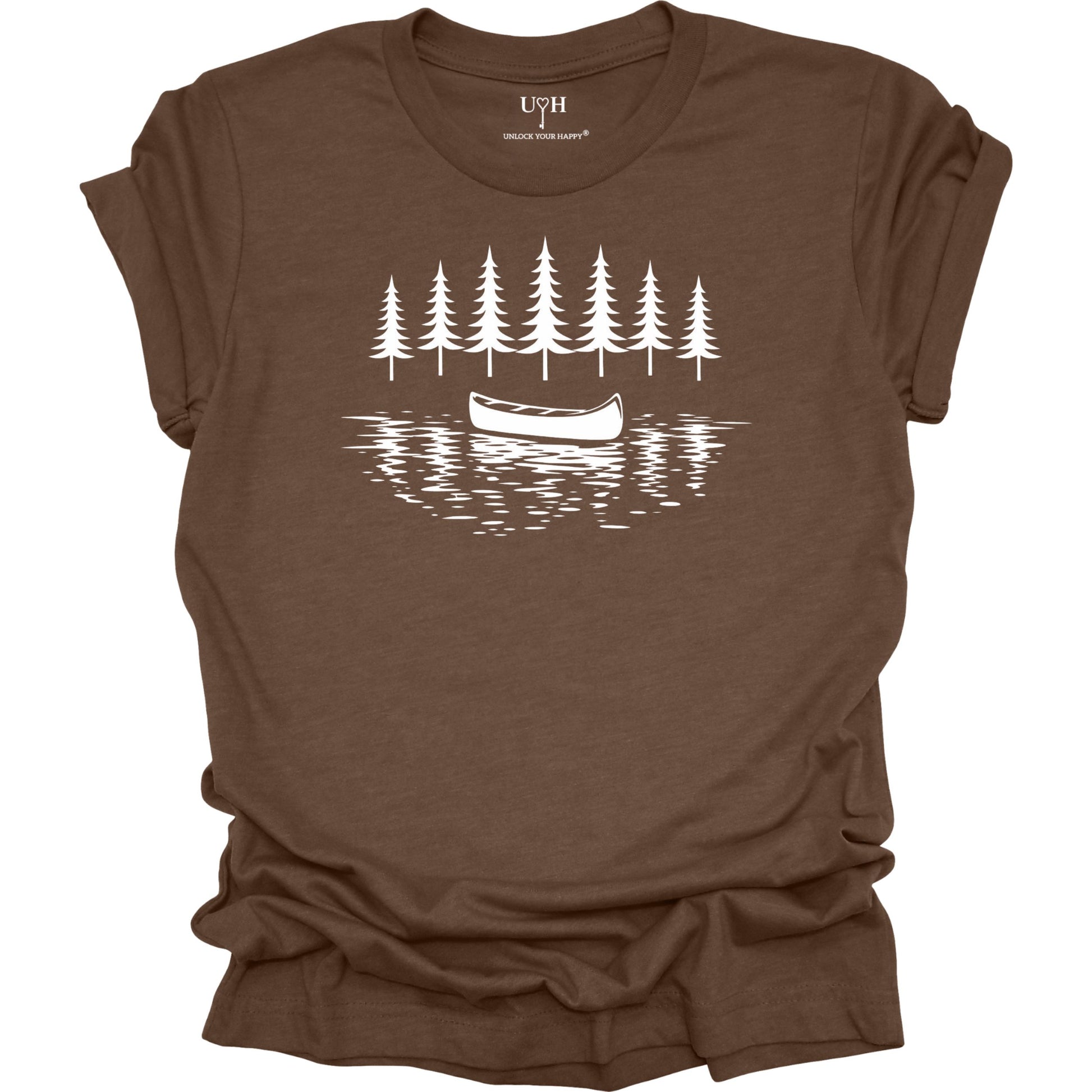 canoe-lake-nature-t-shirt-brown
