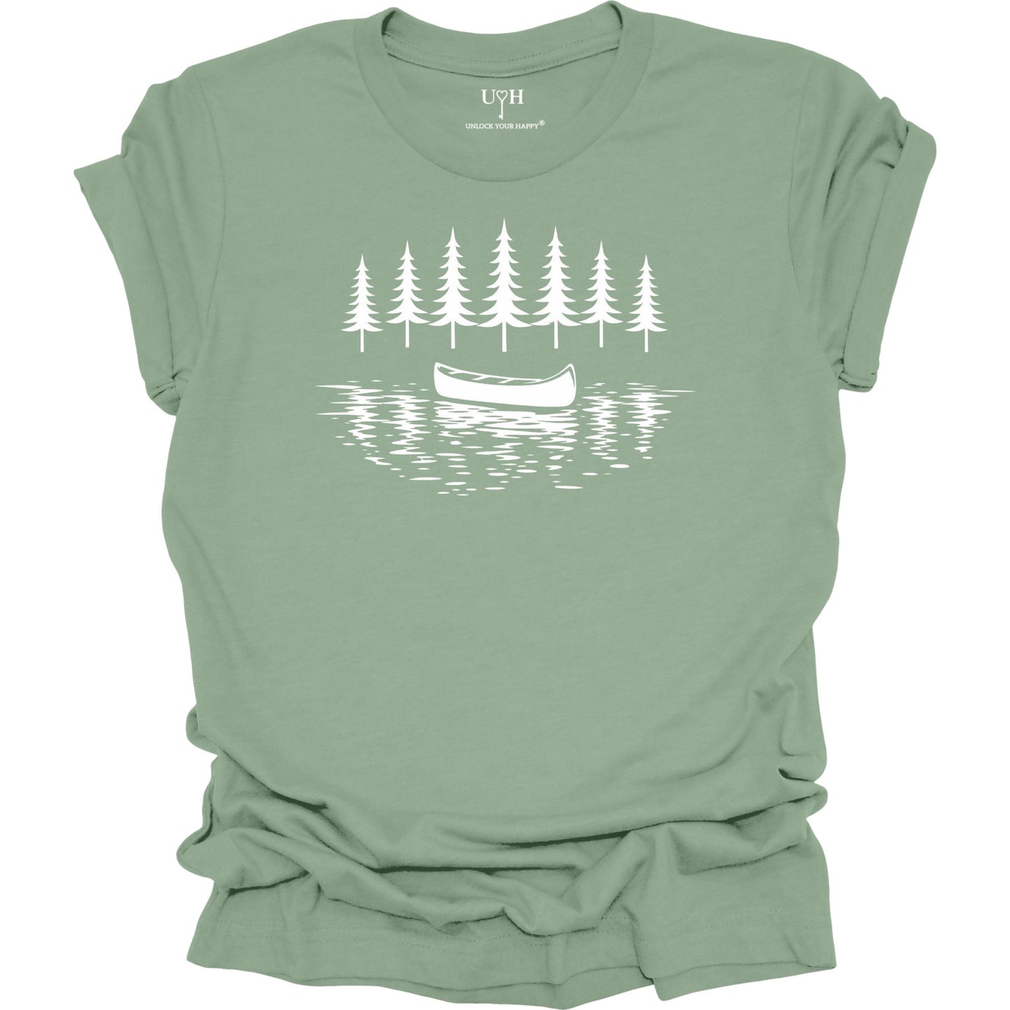 canoe-lake-nature-t-shirt-sage