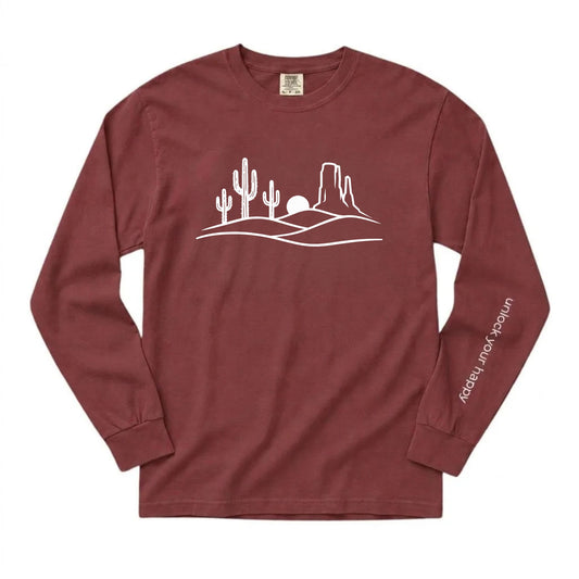 Desert Sunset Long Sleeve Shirt – Comfort Colors Western Nature Tee | Unlock Your Happy