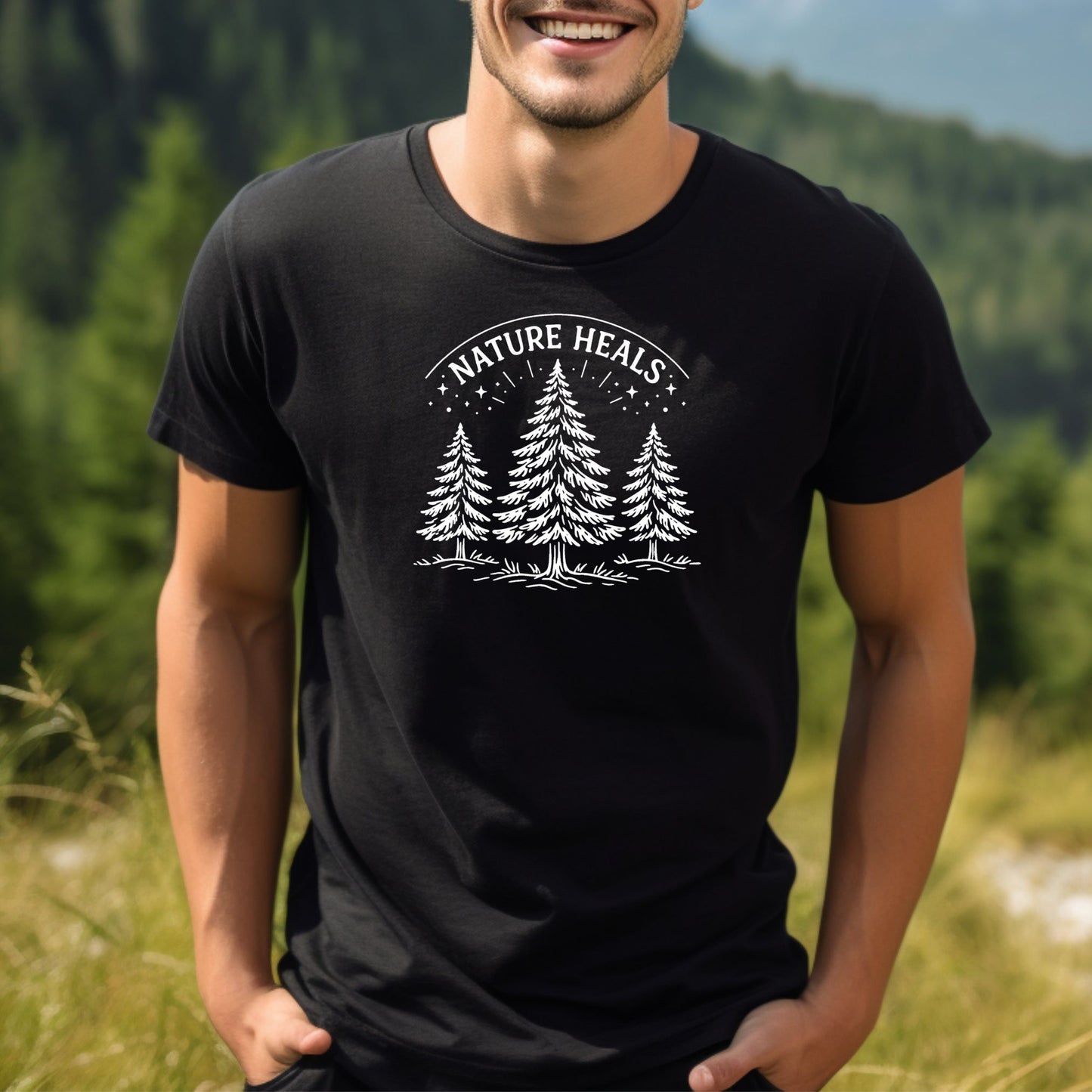 Nature Heals Pine Tree Graphic Unisex T-Shirt