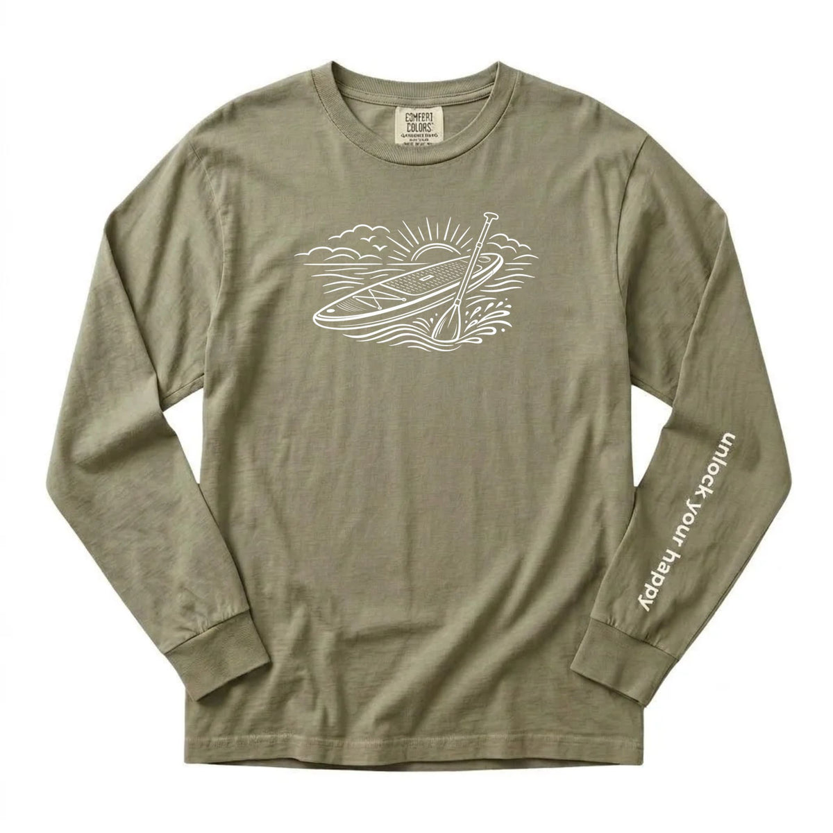 Paddleboard Long Sleeve Shirt - Comfort Colors Paddleboarding Tee | Unlock Your Happy